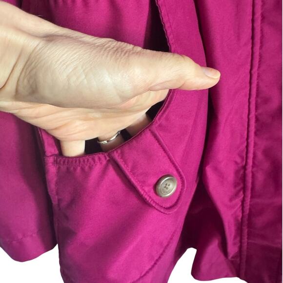 Lands’ End Women’s Medium Raspberry Pink Anorak Rain Jacket Lined Pockets - Picture 7 of 9